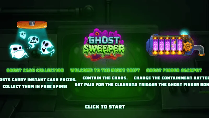 Ghost Sweeper - menu chính trước khi bắt đầu phiên chơi